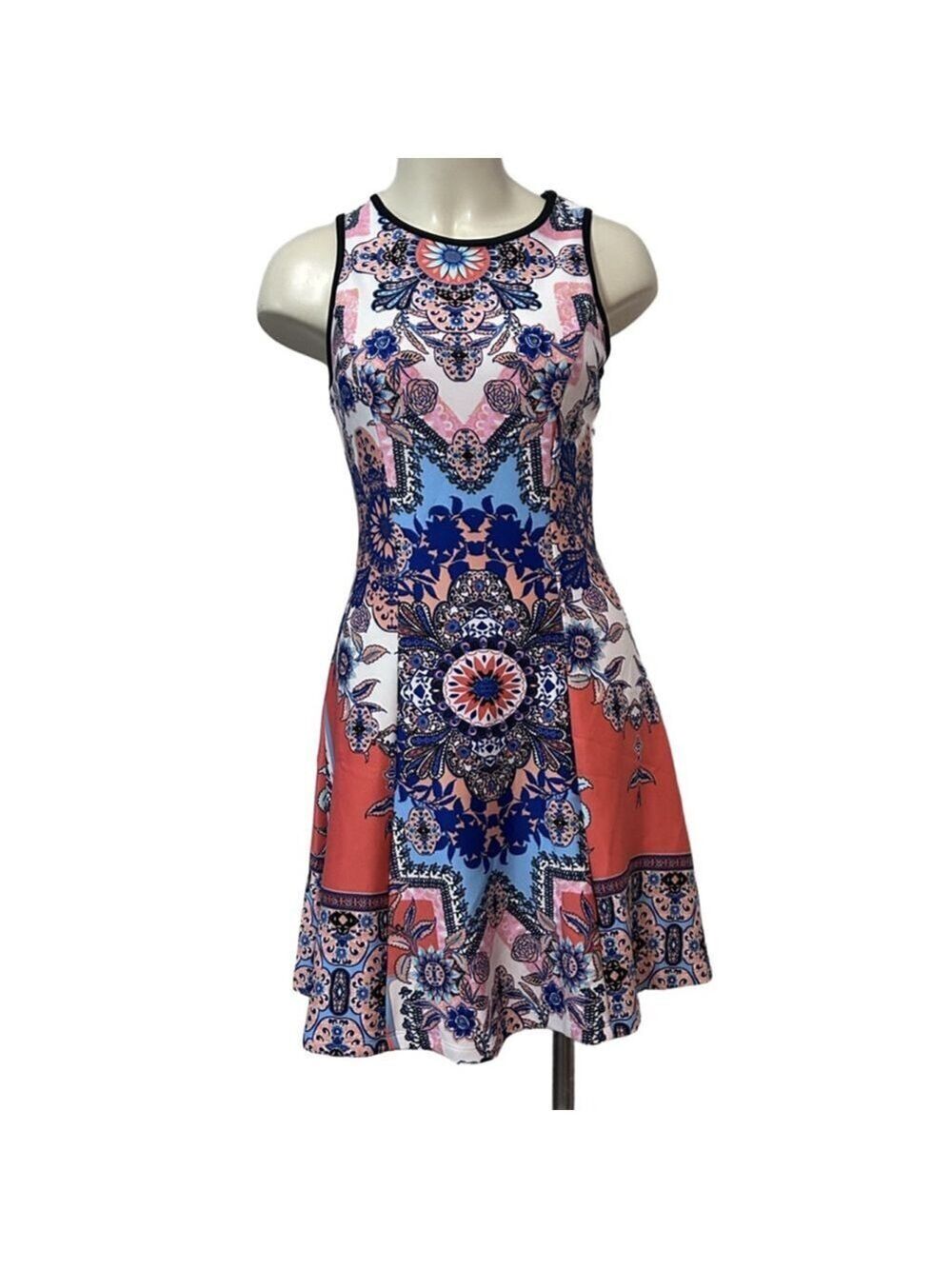 My Michelle Floral Paisley Sleeveless Skater Dress Size M